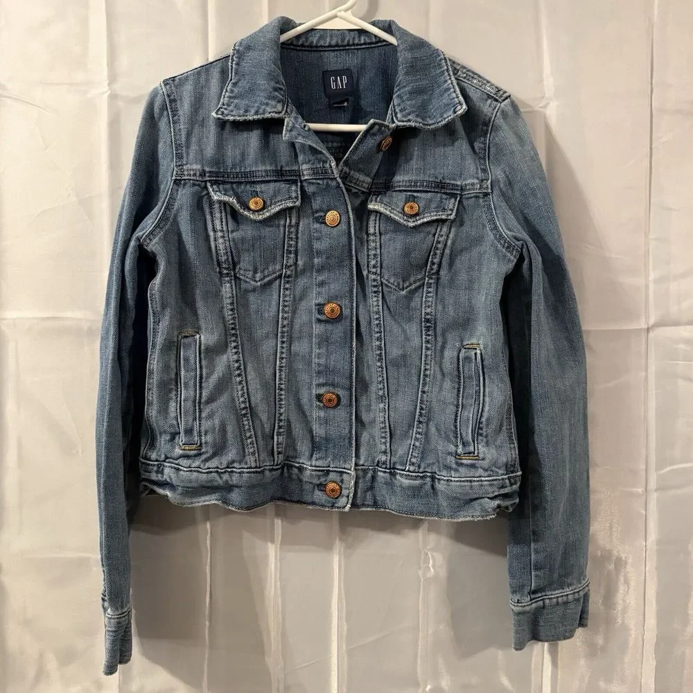 Gap Denim Jean Trucker Jacket Women's M Blue Western Rockabilly 90s Y2k